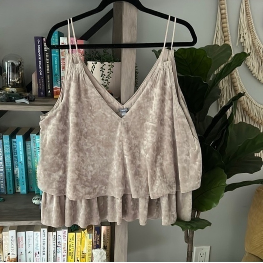 Aerie Velvet Tiered Camisole in Greige